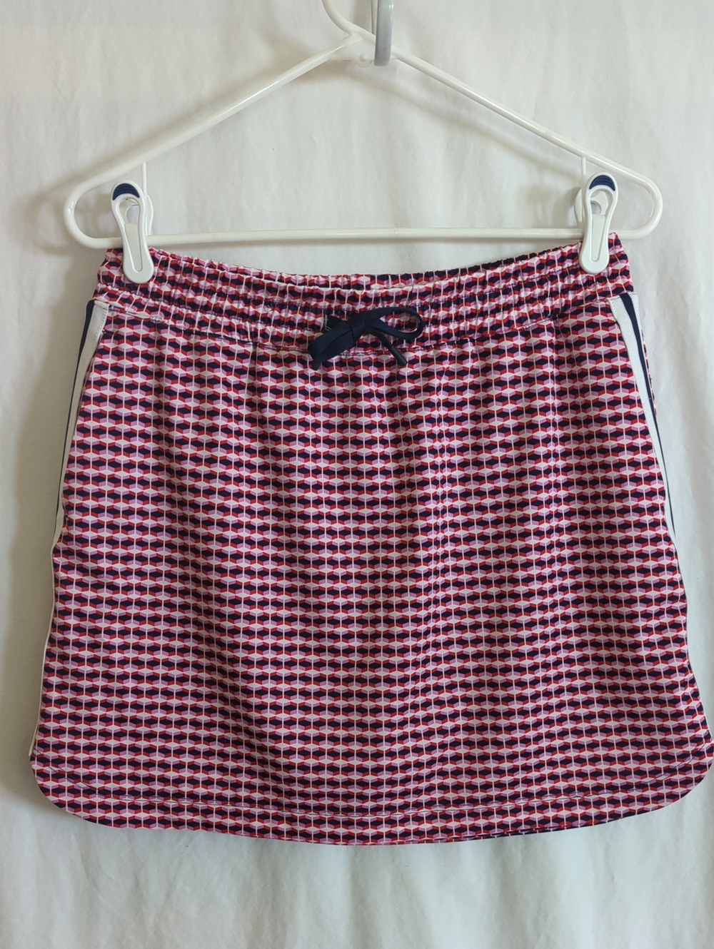 Lady Hagen Off to the Races Golf Skort 16" Geometric Red White Blue Mini Skirt M